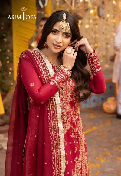 Asim Jofa Chamak Damak Festive 24 Red Chiffon – view 3 – Poshaq