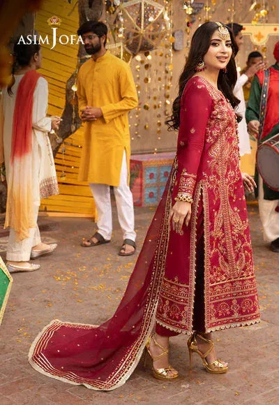Asim Jofa Chamak Damak Festive 24 Red Chiffon – view 4 – Poshaq