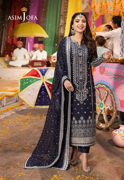 Asim Jofa Chamak Damak Festive 24 Blue Chiffon – view 1 – Poshaq
