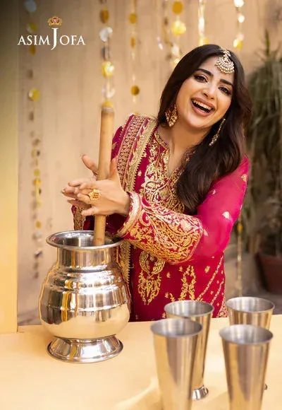 Asim Jofa Chamak Damak Festive 24 Pink Chiffon – view 3 – Poshaq