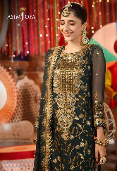 Asim Jofa Chamak Damak Festive 24 Green Chiffon – view 3 – Poshaq