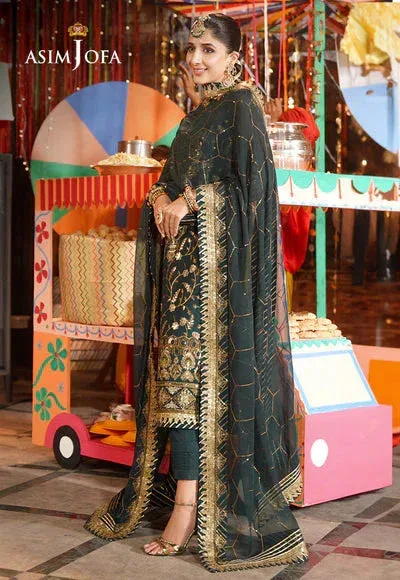 Asim Jofa Chamak Damak Festive 24 Green Chiffon – view 4 – Poshaq