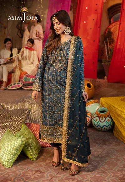 Asim Jofa Chamak Damak Festive 24 Blue Chiffon – view 1 – Poshaq