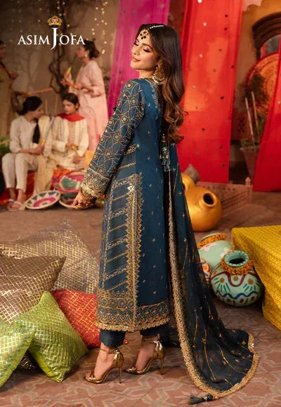 Asim Jofa Chamak Damak Festive 24 Blue Chiffon – view 2 – Poshaq