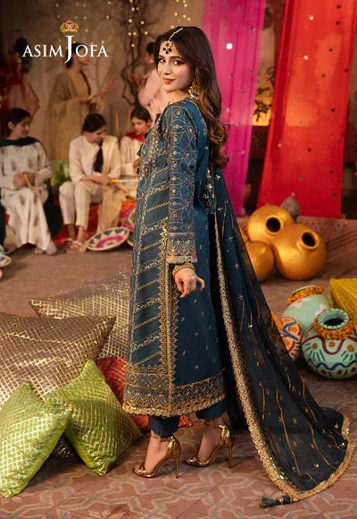 Asim Jofa Chamak Damak Festive 24 Blue Chiffon – view 4 – Poshaq