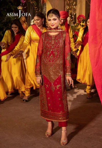 Asim Jofa Chamak Damak Festive 24 Red Chiffon – view 1 – Poshaq