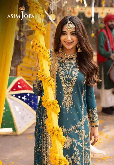 Asim Jofa Chamak Damak Festive 24 Blue Chiffon – view 3 – Poshaq