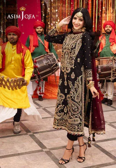 Asim Jofa Chamak Damak Festive 24 Black Chiffon – view 1 – Poshaq