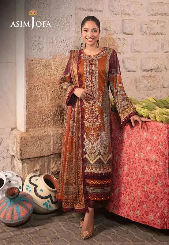 Asim Jofa Aira Summer Prints Orange Organza – view 1 – Poshaq