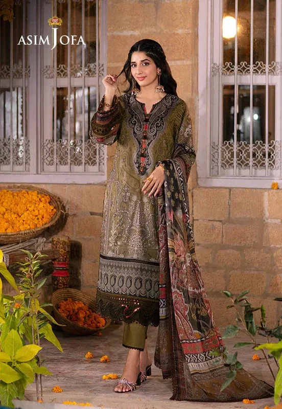Asim Jofa Aira Summer Prints Green Organza – view 1 – Poshaq