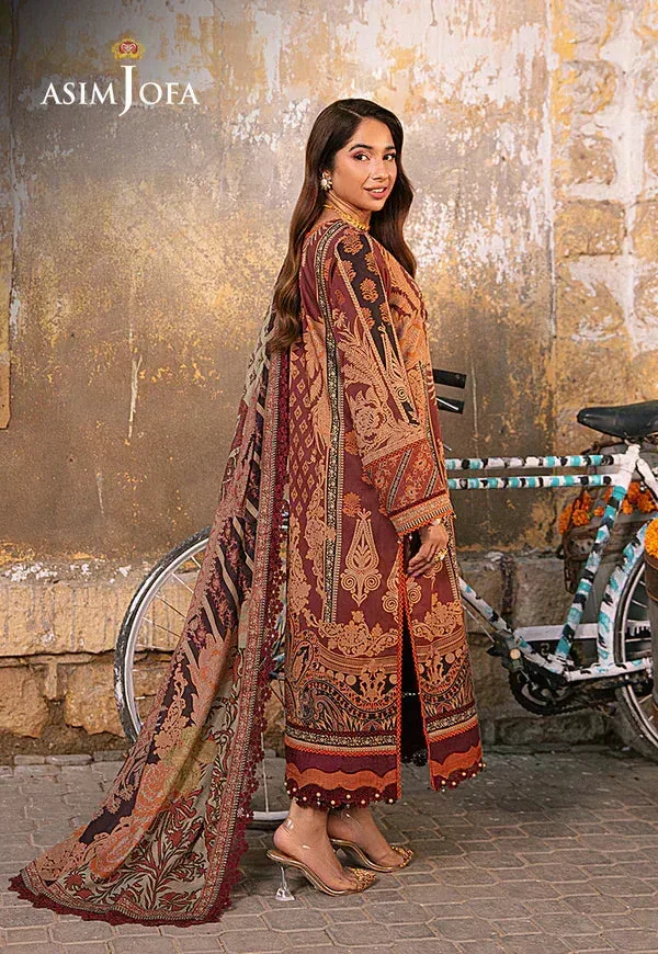 Asim Jofa Aira Summer Prints Maroon Cambric – view 2 – Poshaq
