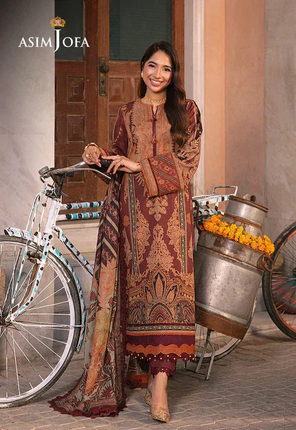 Asim Jofa Aira Summer Prints Maroon Cambric – view 4 – Poshaq