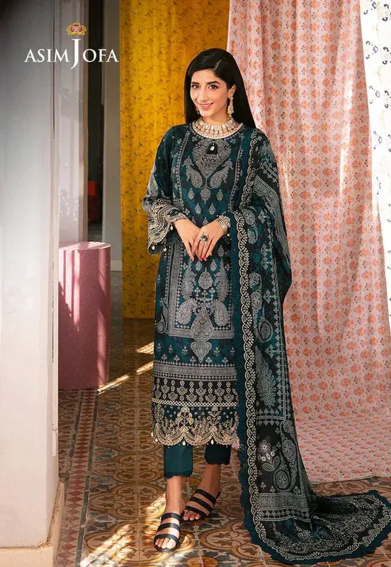 Asim Jofa Aira Summer Prints Green Organza – view 1 – Poshaq