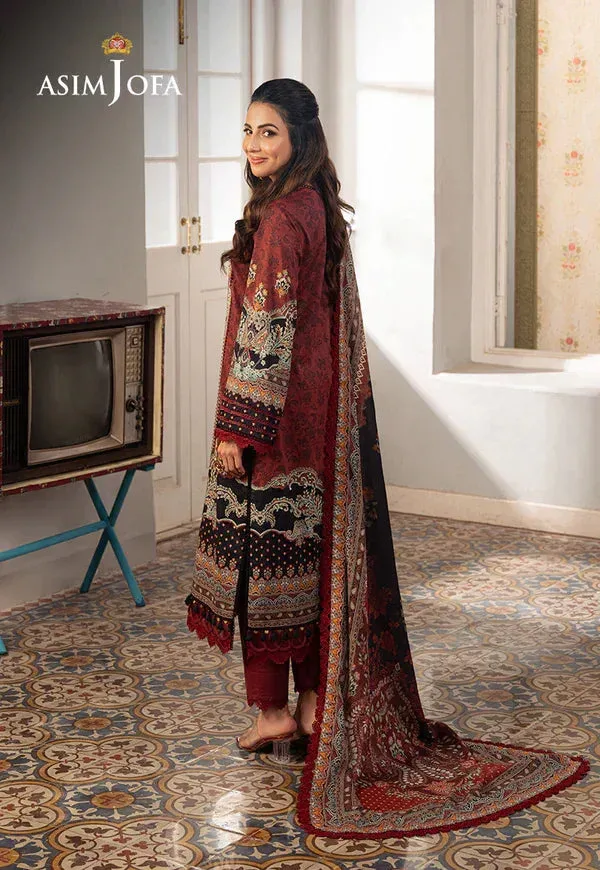 Asim Jofa Aira Summer Prints Maroon Cambric – view 2 – Poshaq