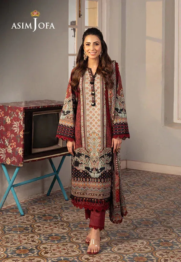Asim Jofa Aira Summer Prints Maroon Cambric – view 4 – Poshaq