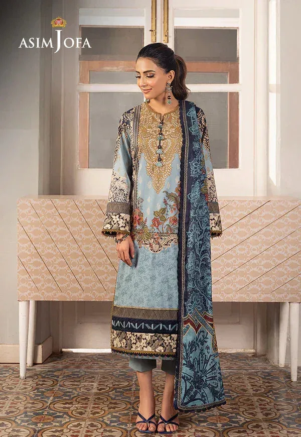 Asim Jofa Aira Summer Prints Blue Cambric – view 1 – Poshaq