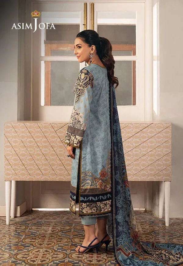 Asim Jofa Aira Summer Prints Blue Cambric – view 2 – Poshaq