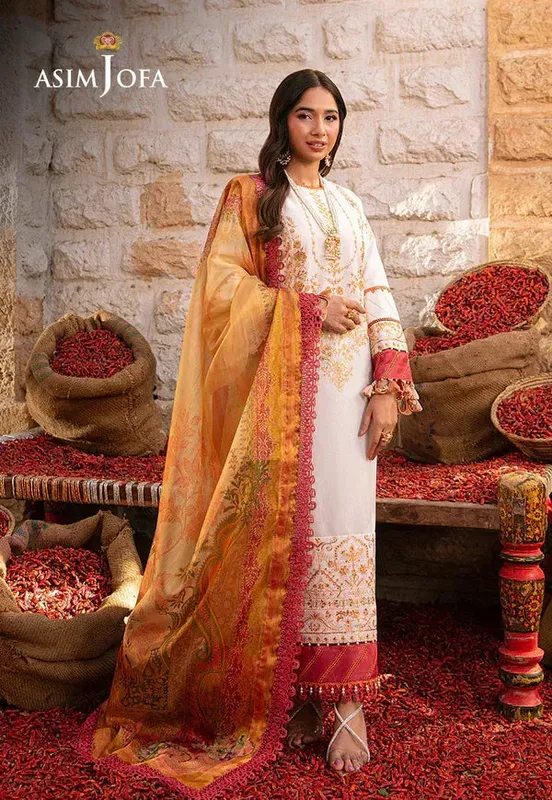 Asim Jofa Aira Summer Prints White Jacquard – view 1 – Poshaq