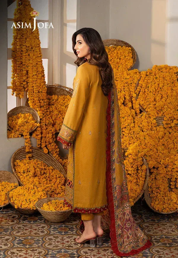 Asim Jofa Aira Summer Prints Mustard Jacquard – view 2 – Poshaq