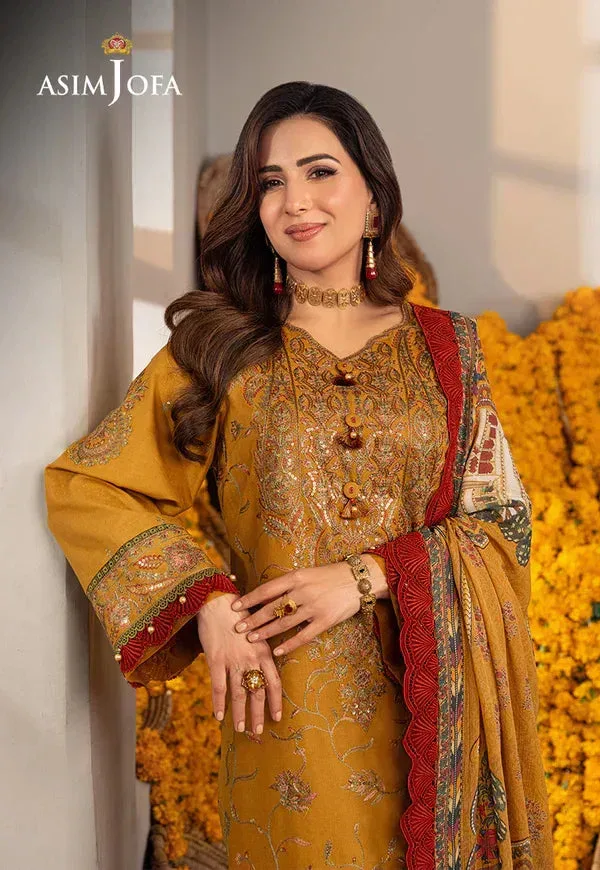Asim Jofa Aira Summer Prints Mustard Jacquard – view 5 – Poshaq