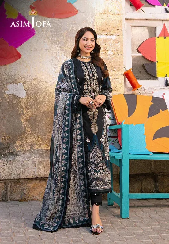 Asim Jofa Aira Summer Prints Black Jacquard – view 1 – Poshaq