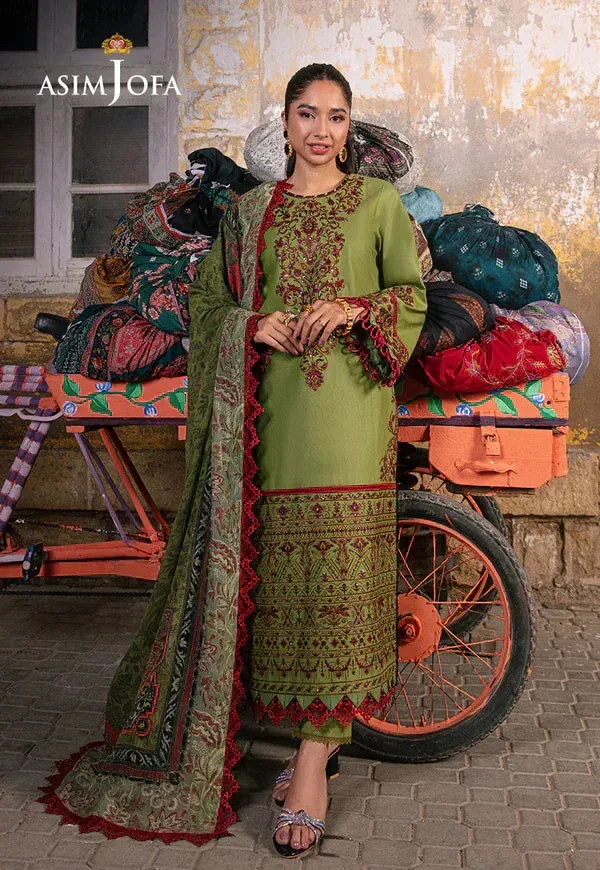 Asim Jofa Aira Summer Prints Green Chiffon – view 1 – Poshaq