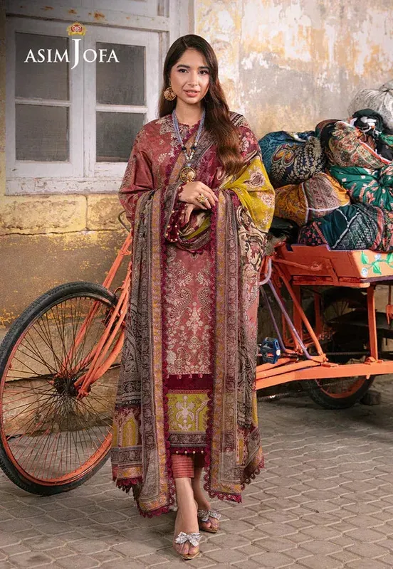 Asim Jofa Aira Summer Prints Pink Organza – view 1 – Poshaq