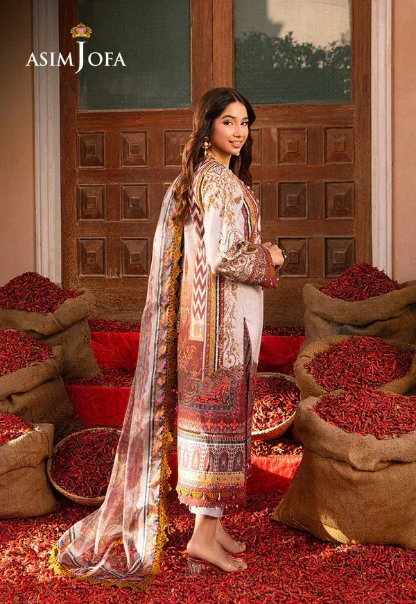 Asim Jofa Aira Summer Prints Silver Organza – view 3 – Poshaq
