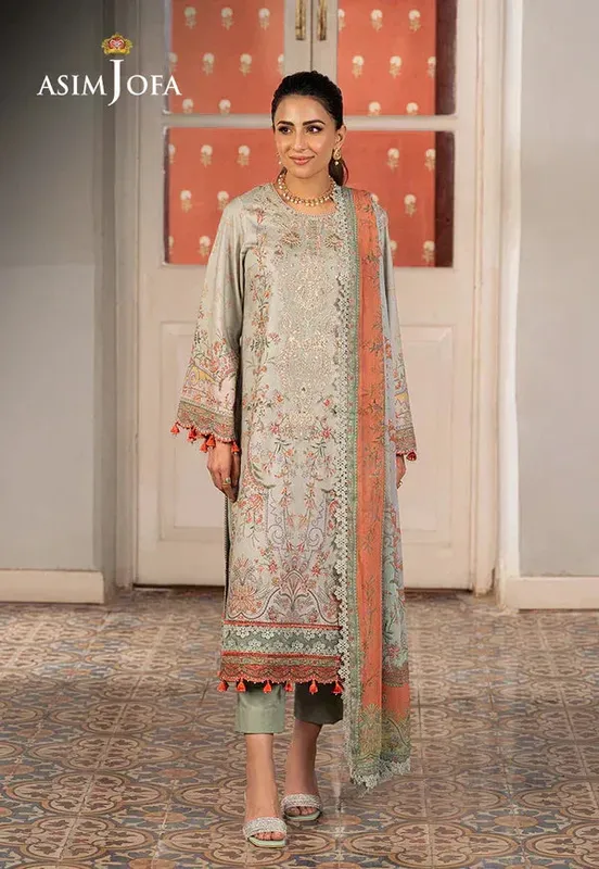 Asim Jofa Aira Summer Prints Green Jacquard – view 1 – Poshaq