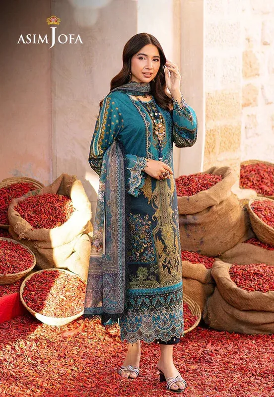 Asim Jofa Aira Summer Prints Blue Organza – view 1 – Poshaq