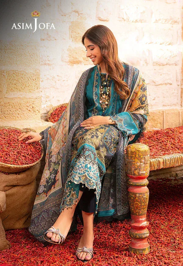Asim Jofa Aira Summer Prints Blue Organza – view 2 – Poshaq