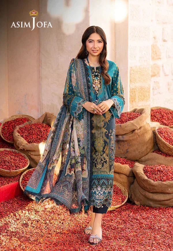 Asim Jofa Aira Summer Prints Blue Organza – view 4 – Poshaq