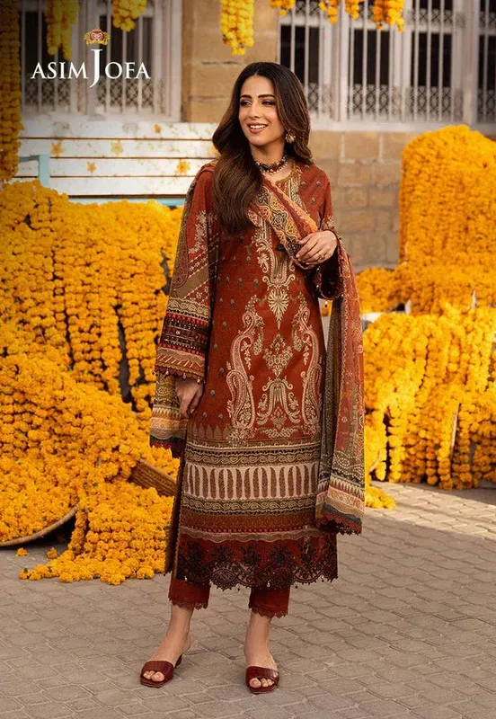 Asim Jofa Aira Summer Prints Brown Jacquard – view 1 – Poshaq