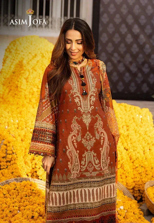 Asim Jofa Aira Summer Prints Brown Jacquard – view 2 – Poshaq