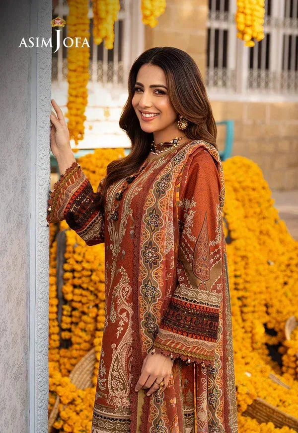 Asim Jofa Aira Summer Prints Brown Jacquard – view 3 – Poshaq