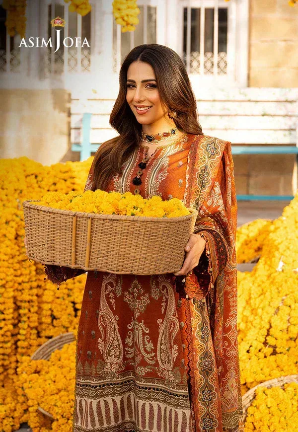Asim Jofa Aira Summer Prints Brown Jacquard – view 4 – Poshaq