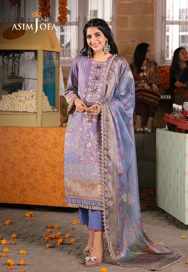Asim Jofa Aira Summer Prints Purple Organza – view 1 – Poshaq