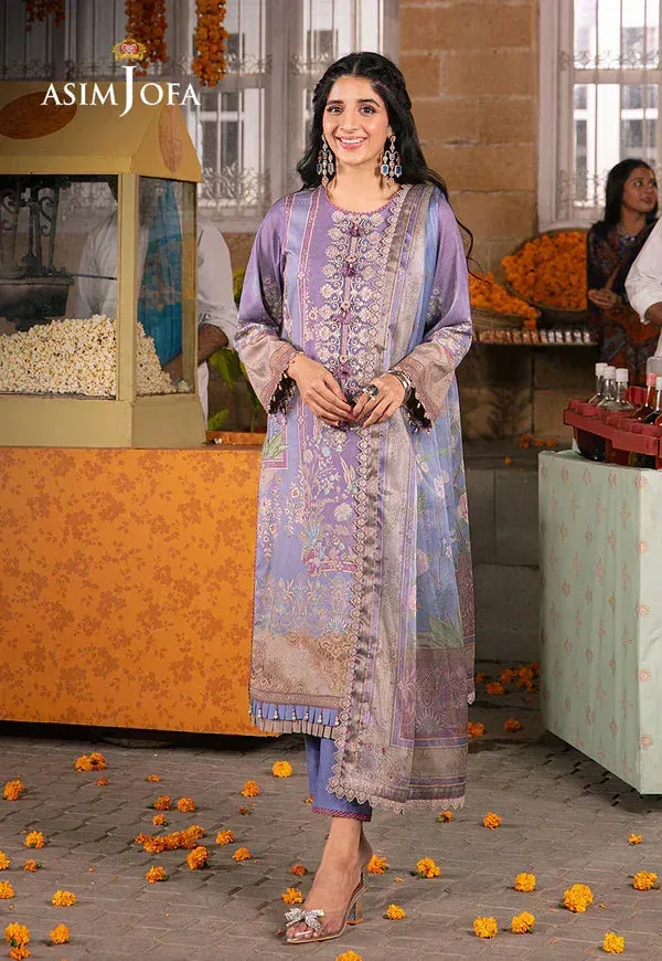 Asim Jofa Aira Summer Prints Purple Organza – view 4 – Poshaq