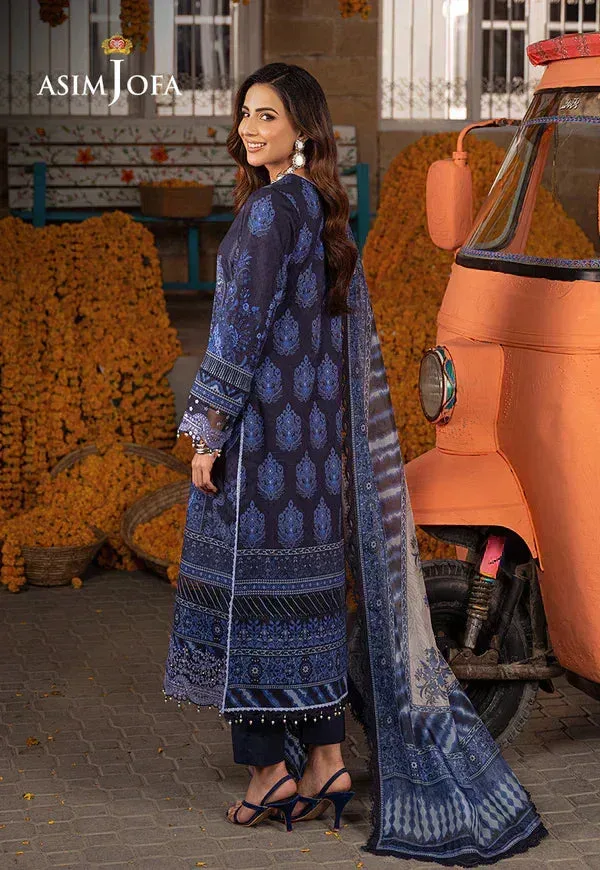 Asim Jofa Aira Summer Prints Blue Jacquard – view 3 – Poshaq