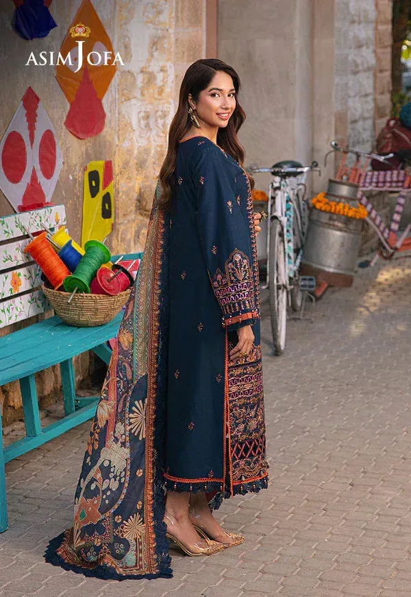 Asim Jofa Aira Summer Prints Blue Cambric – view 2 – Poshaq