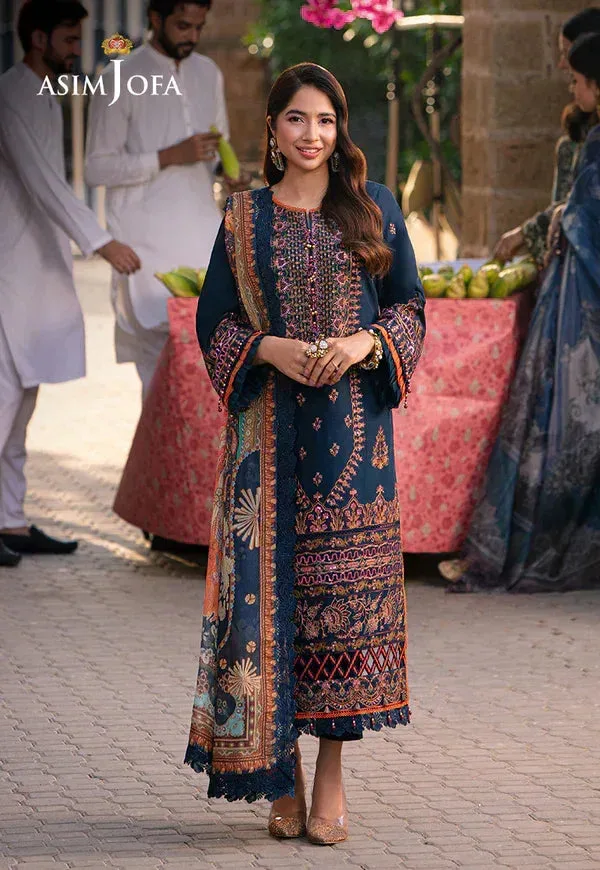 Asim Jofa Aira Summer Prints Blue Cambric – view 3 – Poshaq