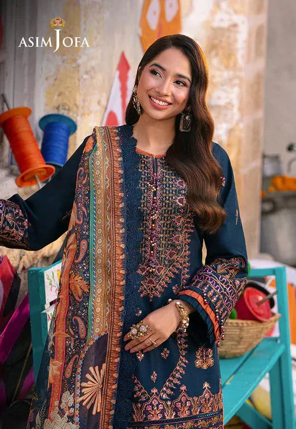 Asim Jofa Aira Summer Prints Blue Cambric – view 4 – Poshaq