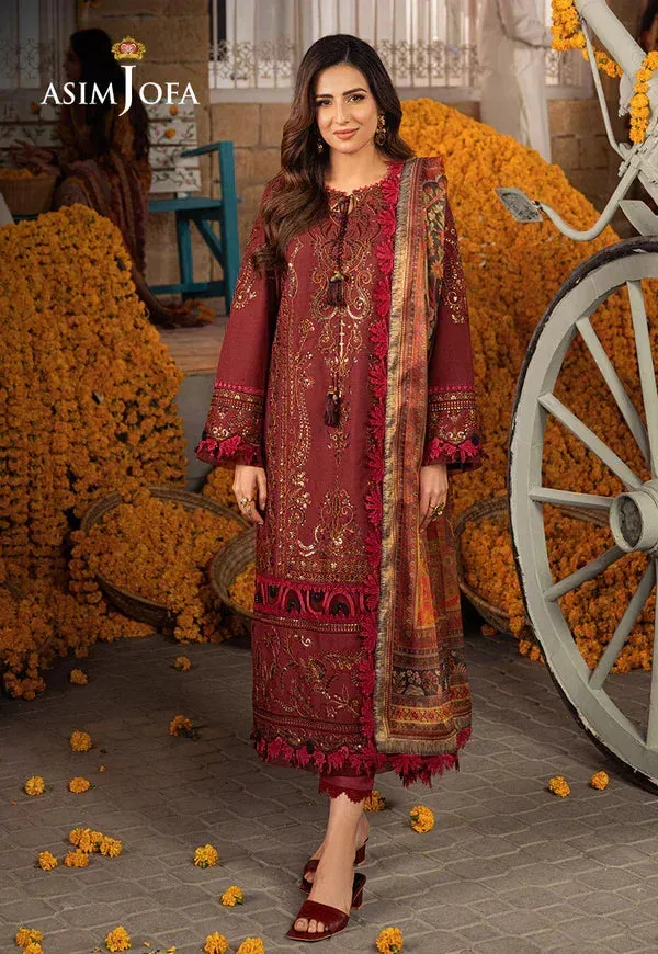 Asim Jofa Aira Summer Prints Red Jacquard – view 1 – Poshaq