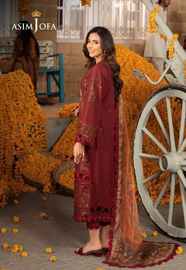 Asim Jofa Aira Summer Prints Red Jacquard – view 2 – Poshaq