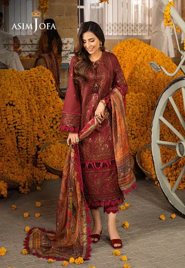 Asim Jofa Aira Summer Prints Red Jacquard – view 3 – Poshaq