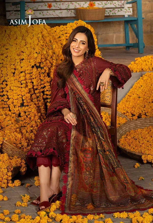 Asim Jofa Aira Summer Prints Red Jacquard – view 4 – Poshaq