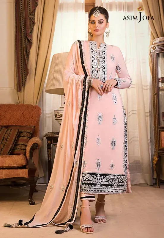 Asim Jofa Nuri Mahroo Pink Organza – view 1 – Poshaq