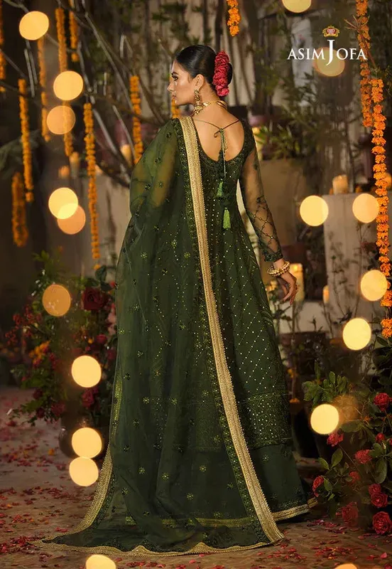 Asim Jofa Wedding Collection Green Organza – view 1 – Poshaq