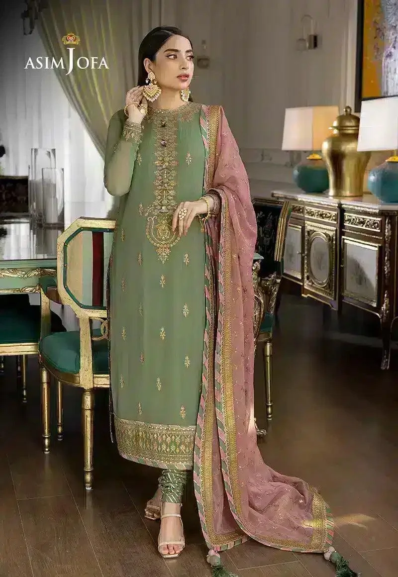 Asim Jofa Jhilmil Luxury Formals 23 Green Organza – view 4 – Poshaq