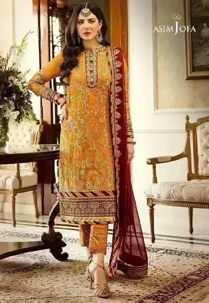 Asim Jofa Zari Sitara Collection 2023 Mustard Organza – view 1 – Poshaq
